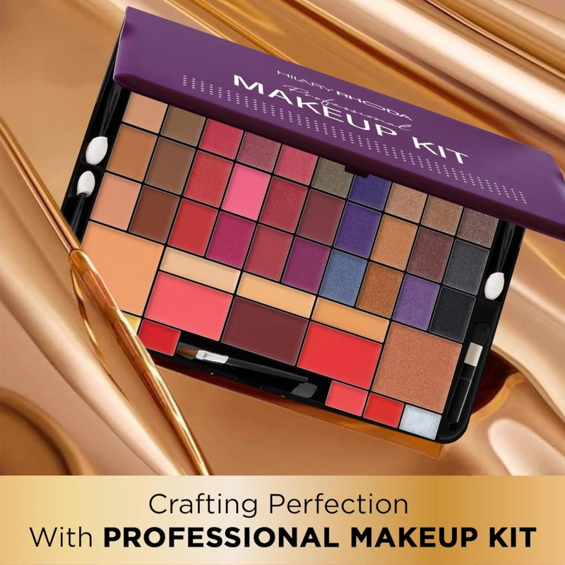 Hilary Rhoda Professional Makeup Kit | 40 Eyeshadows | Highlighter | Face Powder | 3 Contour & 3 Blushes | 6 Lip Glosses | Makeup Kit for Women | Highly Pigmented | 4 Brushes - 74g (Multicolor Shade-2) thumbnail 3